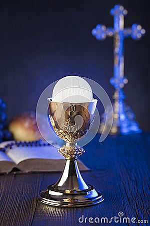 First holy communion theme. Place for typography or text. Stock Photo